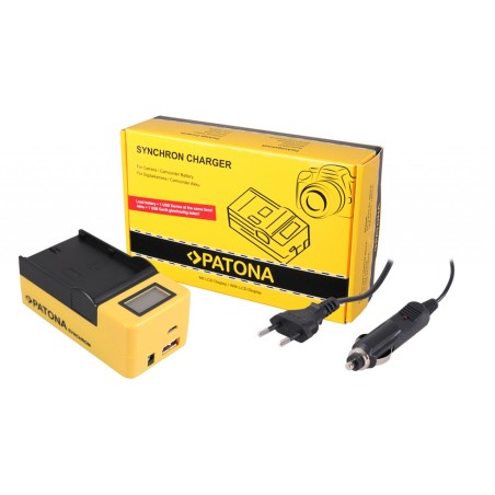 Ładowarka USB PATONA Synchron f. JVC SSL-75 SSL-JVC50 SSL-JVC75 HM600 HM650 z wyświetlaczem LCD