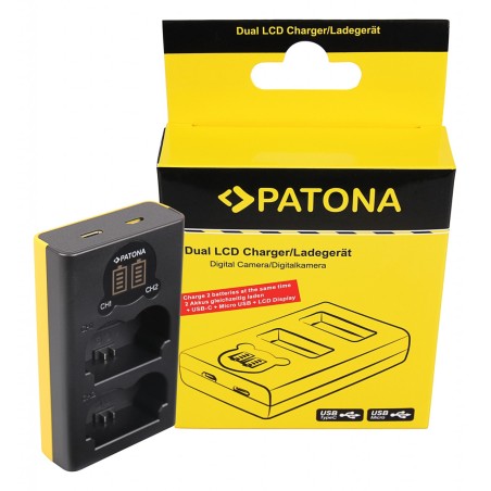 Ładowarka USB PATONA z podwójnym wyświetlaczem LCD f. Fuji NP-W235 Fujifilm X-T4 XT4