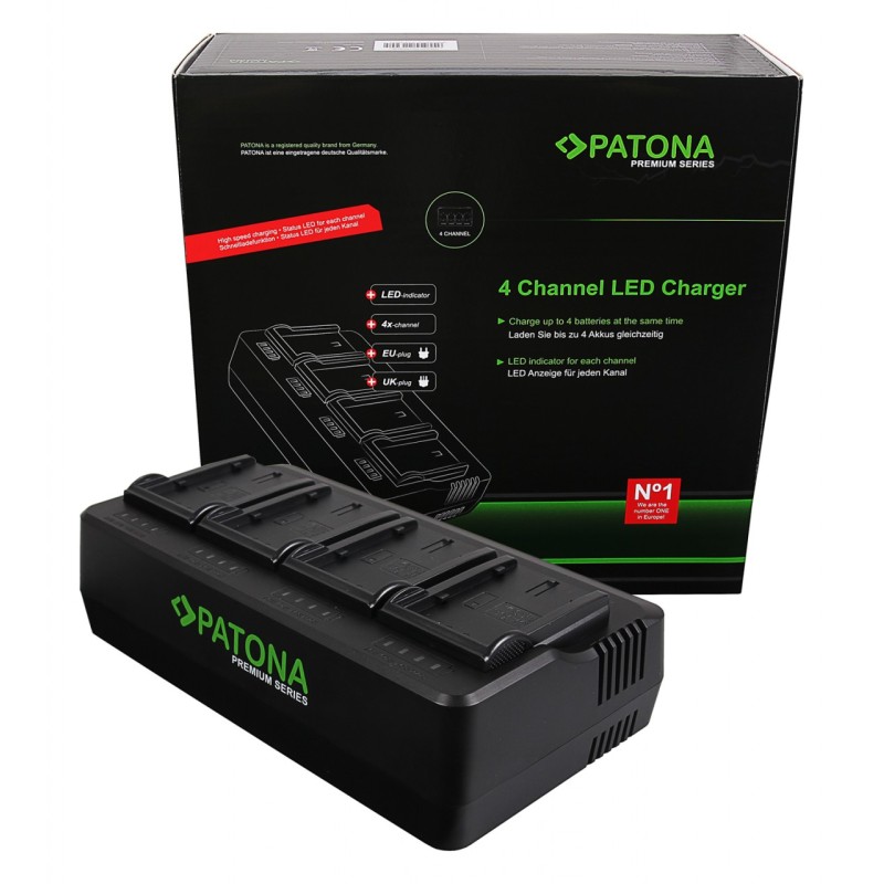 PATONA Premium 4-kanałowa Ładowarka do Panasonic VW-VBD29 VW-VBD58 VW-VBD78 AJ-PX298MC HDC-MDH2GK AJ-HPX270