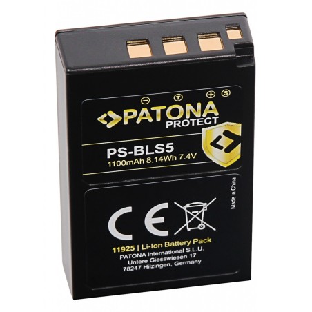 PATONA PROTECT Bateria do Olympus BLS5 E-P3 E-PL2 PEN E-PL3 E-PM1