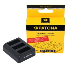 Potrójna ładowarka PATONA do GoPro Hero 9 Hero 10 Hero 11 AHDBT901 ADBAT001 ADDBD-211 z kablem mikroUSB w komplecie Potrójna ładowarka PATONA do GoPro Hero 9 Hero 10 Hero 11 AHDBT901 ADBAT001 ADDBD-211 z kablem mikroUSB w komplecie