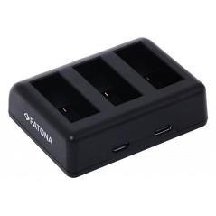 Potrójna ładowarka PATONA do GoPro Hero 9 Hero 10 Hero 11 AHDBT901 ADBAT001 ADDBD-211 w komplecie. Kabel mikroUSB