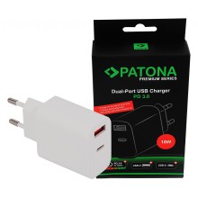 PATONA Premium Ładowarka PD18W 5V/3,0A 9V/2,0A 12V/1,5AA 1xUSB-C 1xUSB-A PD3.0 QC3.0 biała PATONA Premium Ładowarka PD18W 5V/3,0A 9V/2,0A 12V/1,5AA 1xUSB-C 1xUSB-A PD3.0 QC3.0 biała