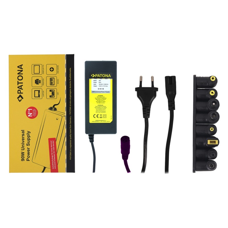 PATONA Standard Uniwersalny Zasilacz 90W do notebooków, drukarek, sprzętu HiFi z 8 różnymi wtyczkami 18,5-20V PATONA Standard Uniwersalny Zasilacz 90W do notebooków, drukarek, sprzętu HiFi z 8 różnymi wtyczkami 18,5-20V