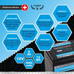 Bateria PATONA Platinum LiFePO4 12V 6Ah 72Wh 6000mAh