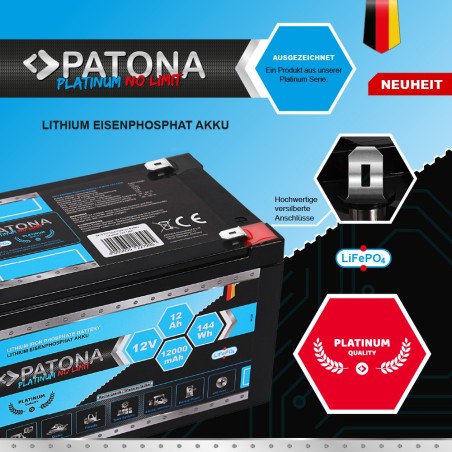 Bateria PATONA Platinum LiFePO4 12V 12Ah 144Wh 12.000mAh